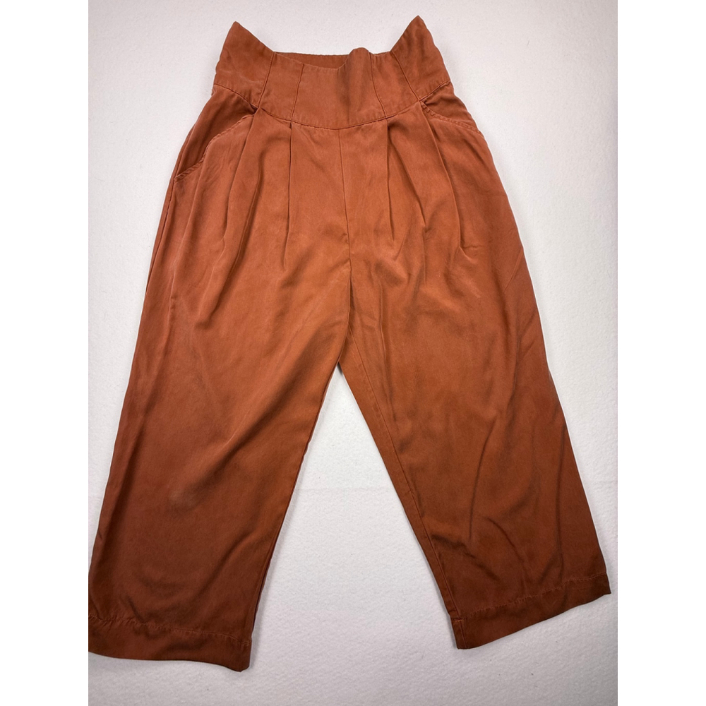 Free People Rust Wide-Leg Cropped Pants Size 2 High Rise Flow Fit
